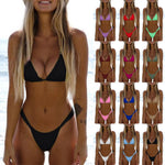 Sexy Bikini Set Two Piece Swimsuit Bikini Set Push Up Bra Solid Thong Women Swimwear Beachwear Bathing Suit Traje De BañO 2024