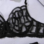 Toucheart Sexy Mesh Solid Color Lace See-through Interesting Hollow Out Underwear Garters Backless Steel Ring Patchwork Sexy Set