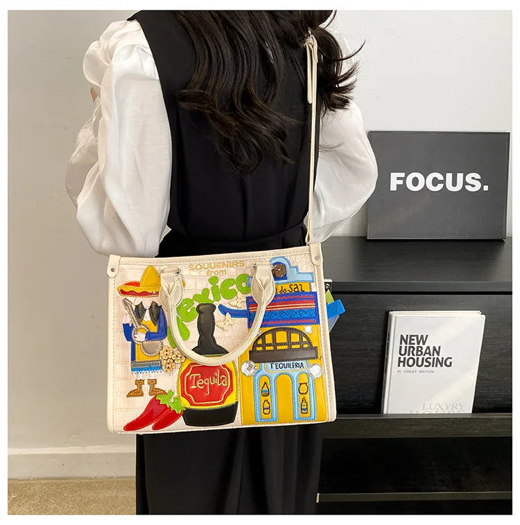 Design Patchwork Zipper 2026 Hot Sale Women's Bags Retro High Quality Women's Bags PU New Personality Stylish Shoulder Bags