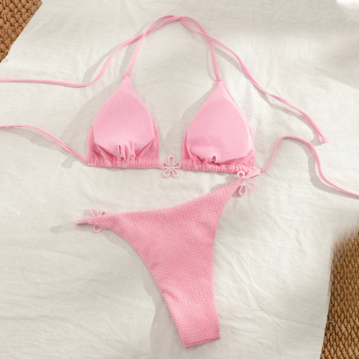 Sexy Halter Bikini 2025 Women Swimsuit Two Piece Swimwear Female Thong Bikinis Set Pink Swim Bathing Suits Brazilian Biquini