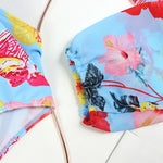 One Piece Swimsuit Sexy Long Sleeve Tropical Print Swimwear Women Bandage Monokini Hollow Out Bathing Suit String Beachwear 2023