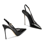 Summer Women High Heeled Shoes for Woman's Pointed Toe Ankle Thin Heels Mixed Colors Pumps Sexy Lady Patent Leather Party Shoes