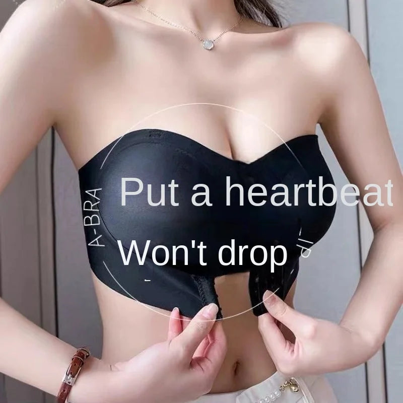 Summer Ice Silk No Trace Strapless Underwear Women Small Chest Gathering Non-slip Not Drop Breast Invisible Bra Cover Wipe Chest