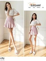 Women High Waist Pleated Skirt with Safety Shorts, Black A Line Mini Skort for Casual Office School Style Outfits