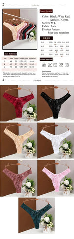 Women's Panties Sexy Lace T Back Woman G-String Solid Mid Waist Hollow Out Thong Transparent Underwear V-shape Girl Erotic Panty