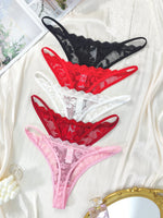 5pcs/pack Low Rise Sexy Lace Women G-string Solid Elegant Floral Panties Sexy Lingerie Comfortable Lady Thongs New Underwear