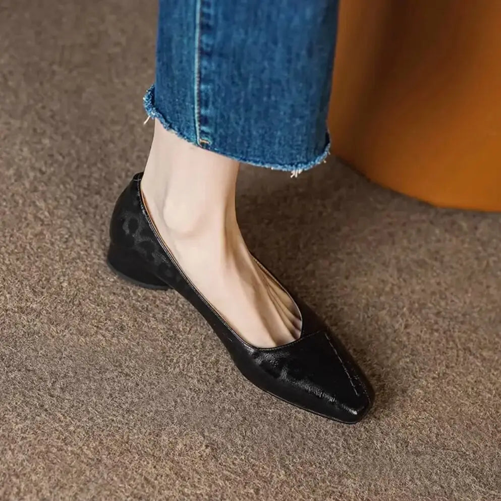 Fashionable and Comfortable Square-toe Shallow-mouth Single ShoesNew Block Heel Temperament Casual Women's Shoes