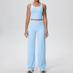 2PCS Yoga Set Women Tracksuit Nude Feeling Workout Sets Gym Clothes Push Up Fitness Running Sportswear Sport Straight tank suit