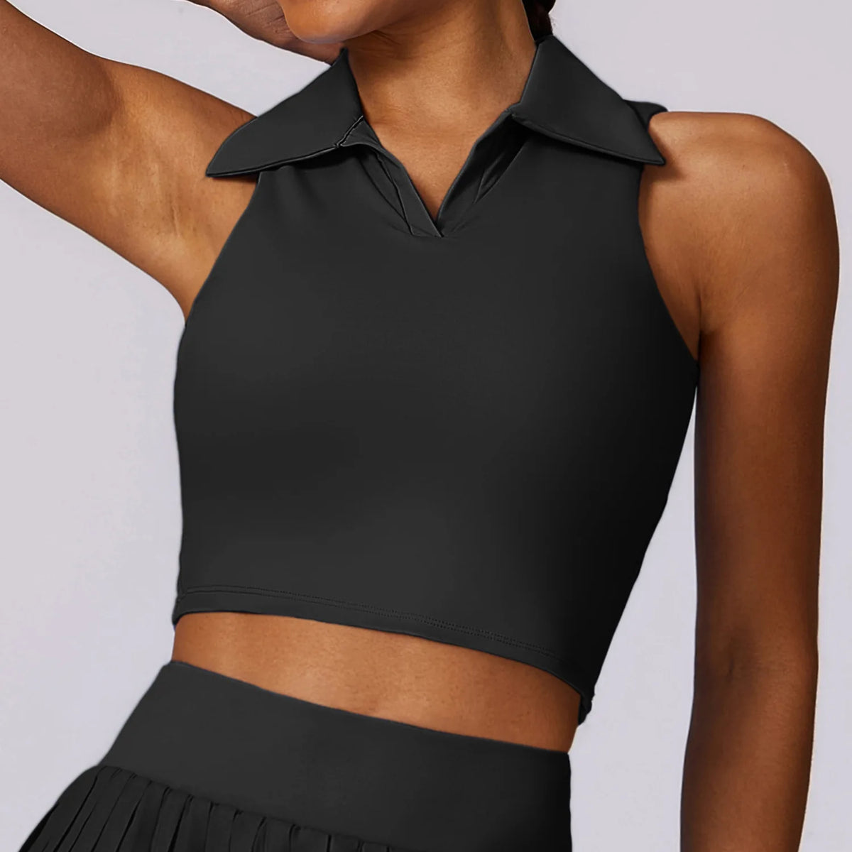 Outdoor Breathable Golf Wear Tennis Sport Sets Women Turn Down Collar Sleeveless Top Short 2 in 1 Skirt Running Fitness Set