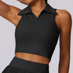 Outdoor Breathable Golf Wear Tennis Sport Sets Women Turn Down Collar Sleeveless Top Short 2 in 1 Skirt Running Fitness Set