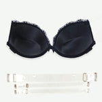 BEAUWEAR Floral Lace Bra for Woman Padded Bra Push Up Strapless Bras with Transparent Straps 34B 34C 36B 36C 38B 38C-3094