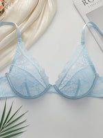 Lace Bralette Push Up Bras for Women blue Lace Underwear Women's steel ring Bra Solid Color Sexy Lingerie Backless Bra MR2635