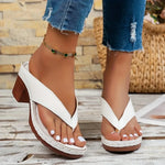 Women Open Toe Beach Shoes Woman FootwearWomen's Flip Flops Chunky High Heels OpenToe Block