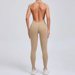 One-piece Yoga Padded Backless Suit Female Rompers Quick Dry Yoga Clothing Workout Bodysuits Scrunch Sports Jumpsuit Women