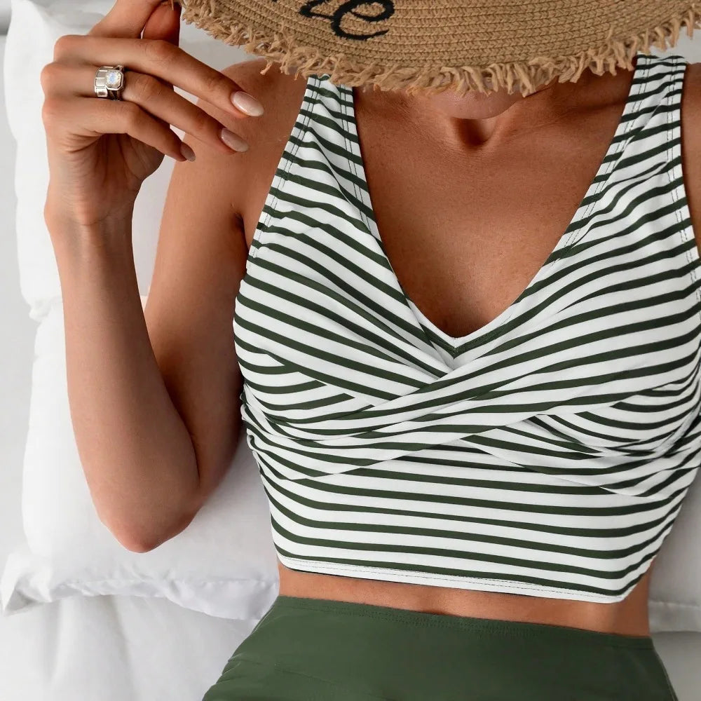 Sexy High Waist Bikini Shorts 2026 Women Swimsuit Two Piece Swimwear Female Bikinis Set Striped Bathing Suits Brazilian Biquini