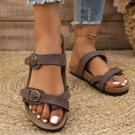 2026 Women's Cork Footbed Slide Sandal Adjustable Buckle Summer Outdoor Suede Sandals with Arch Support Non-slip