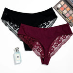 BEAUWEAR 2pcs/Lot female lingerie 0XL-5XL large size thong pantys for women plus size lace thin cotton G-string briefs solid