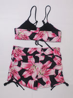 3-Piece Set BohemianPrint Beach Sunshade Clothing Women's Drawstring Swimsuit Shorts Comfortable Summer Vacation Swimwear