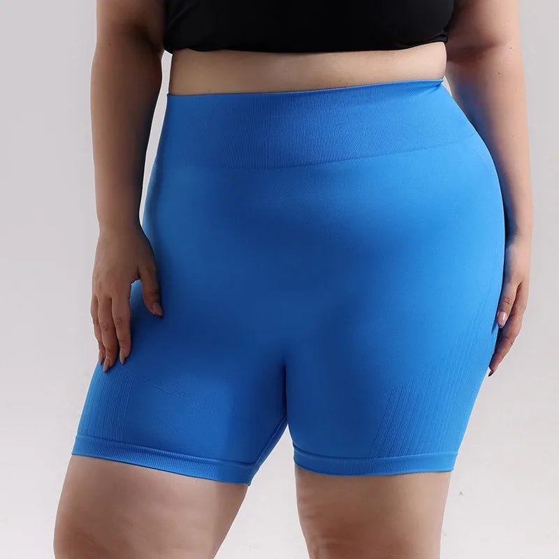 STOUREG Women's Plus Size Seamless Yoga Shorts High Support Quick Dry Fitness Running Gym Shorts
