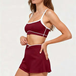 2 Pieces Women's Nude Yoga Set Bra Skirt Tracksuit Running Fitness Sports Set Slim Fit High Waist Beautiful Back Suit