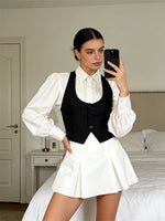 Women WaistcoatVintage Sleeveless V Neck Button Down Vest Blazer Fashion Top