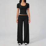 2PCS Yoga Suit Women Tracksuit Sports Set Gym Set Running Workout Clothes Short Sleeves Sports Bra Athletic Wear Yoga Clothing