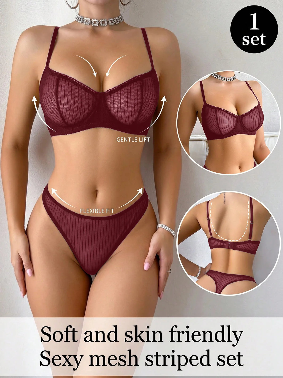 New Fashion Red lace set pretty Underwire setParty is eye-catching lingerie Set stripe solid color Women set MR2864