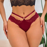 Sexy Double-strap Lace Thong Panties T-Back Women Underwear Low Rise Elegant G-String Breathable Lady Briefs Elegant Lingerie