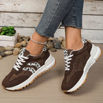 Fashion Leopard Print Pink Sneakers Women 2026 Spring Non Slip Platform Sneakers Woman Comfortable Lace Up Sport Shoes Plus Size