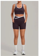 Women's Seamless Yoga Sets Sports Fitness High Waist Hip-lifting Shorts Back Beauty Sleeveless Suits Gym Training Workout Sets