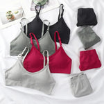 Women Padded Bra And Panties Set Wire Free Seamless Bra Sexy High Waist Thongs Underwear Sports Brassiere Female Lingerie Set