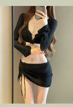 Women's Bikini Women's Four Piece Set, Split Fashion Skirt Style, Hollow Out, Conservative, Seaside Hot Spring Soaking
