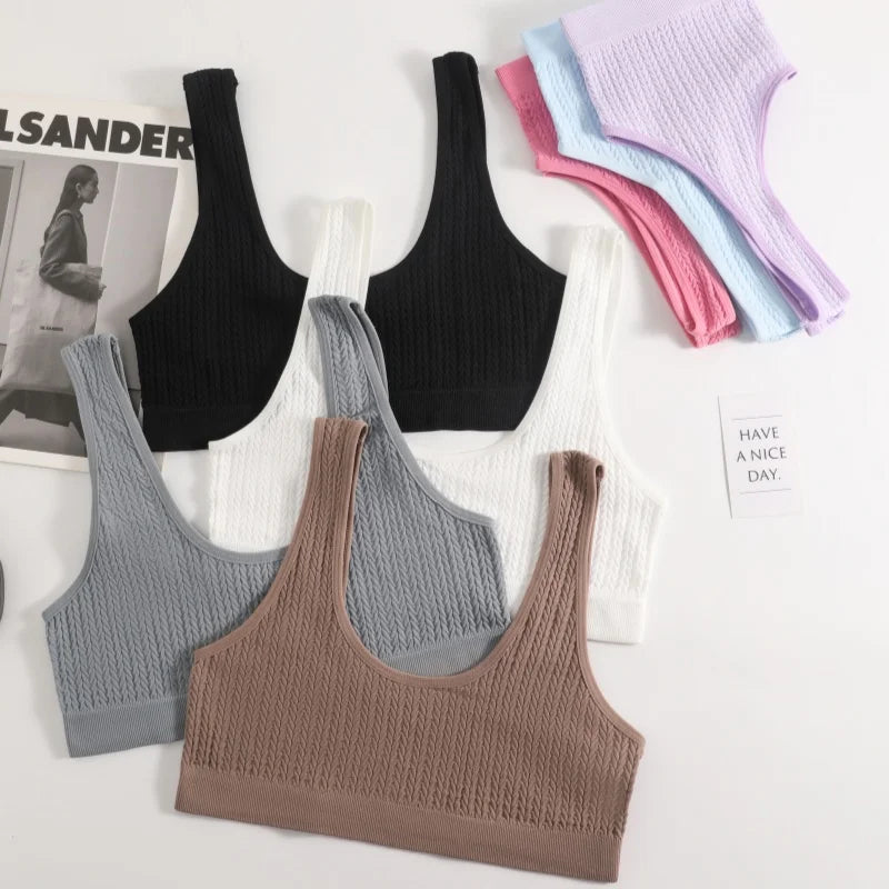 Seamless Push-Up Bras For Women Wireless Sports Brassiere Rib Bralette Unlined Underwear Female Crop Top Sexy Lingerie M-XL