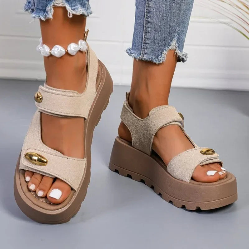 Summer Chunky Sandals Women's Wedge Heels Slides 5cm High Heels Platform Casual Woman Beach Thick Bottom Sandals