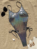 Sexy Glitter Solid Silver Black Backless Swimsuit One Piece Bikini Thong Swimwear Bodysuits Women Biquini Bathing Suits Tankini