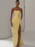 Elegant High Waist Bodycon Maxi Dress Strapless Pleated Hem Corset Party Robes Luxury Vestidos 2026 New Lady Evening Gowns