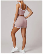 Summer Color Contrast Yoga Suit Women Shock-absorbing Sports Bra High Waist Hip Lifting Shorts Training Running Fitness Outfits
