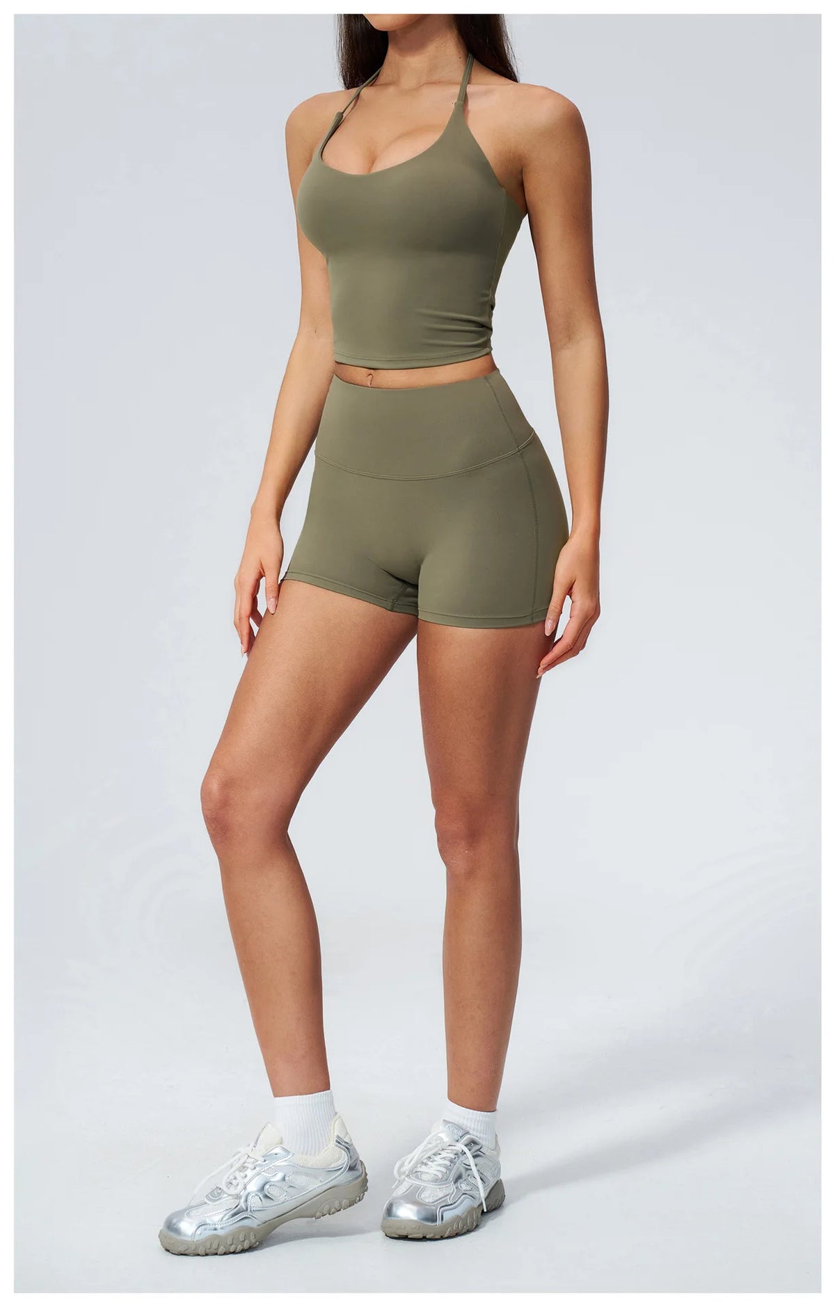 Quick Drying 2 Pcs Yoga Sets Women V Neck Slimming Sports Tank Top High Waist Shorts Fitness Suit Outwear Gym Running Tracksuits