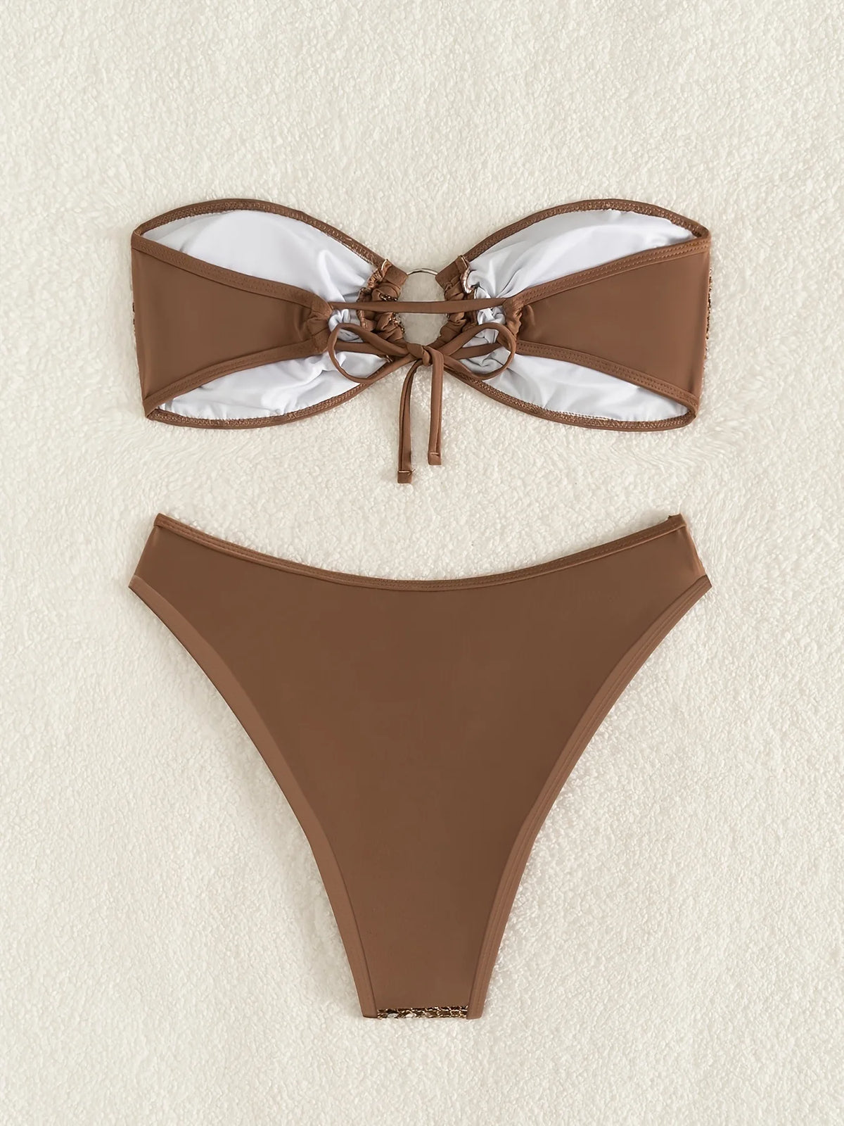 DEKA Shiny Sequins Fishnet Bandeau Bikini Set Women Swimsuit Female Swimwear Two-pieces Bikini High Cut Bathing Suit Swim Beachw