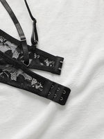 Sexy ultra-thin lace set black and sexy Lingerie two-piece set with steel ring and anti sagging women's underwear YS2900