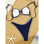 Sexy Wrinkled Crinkled Cut Out Bikini Women Swimwear Female Swimsuit Padded Bather Bathing Suit Swim Two-pieces Bikini set K8054