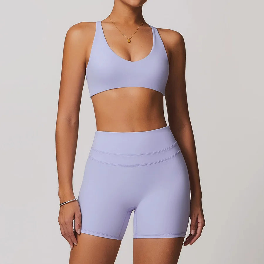 Yoga Set 2PCS Women Tracksuit Nude Feeling Workout Sets Gym Clothes Push Up Fitness Running Sportwear Sport Bra Leggings Suit