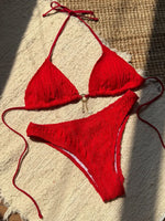 Sexy Wrinkled Halter Brazilian Bikini Women Swimwear Female Swimsuit Two-pieces Bikini Set High Cut Bathing Suit Swim Beach Wear