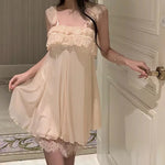 Spring Nightdress WomenLace Sweet Nightgown Home Dress Pajamas Summer Girl Princess Style Soft Sleepwear Nightwear Outwear