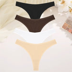 4PCS Women Seamless Thong Cotton Thin Strap Low Waist High Flexibility Panties Sexy Underwear Ladies Briefs T-back Soft Women