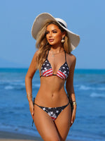 Women's Sexy American Flag Print Halter-Tie Bikini Swimsuit Set — Sporty Style