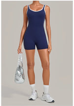 Women's Seamless Yoga Jumpsuits Sports Fitness Gym Sleeveless Backless Hip-lifting Shorts One-piece Training Workout Jumpsuit