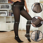 200g Womens Fleece Lined Fake Transparent Tights Thick High Waist Stretch Thermal Pantyhose Windproof For Cold Weather Suitable