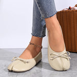 Women Tabi Split Toe Ballet Flats Bow Knot Decor Soft Faux Leather Slip On Lightweight Casual Daily Walking Shoes