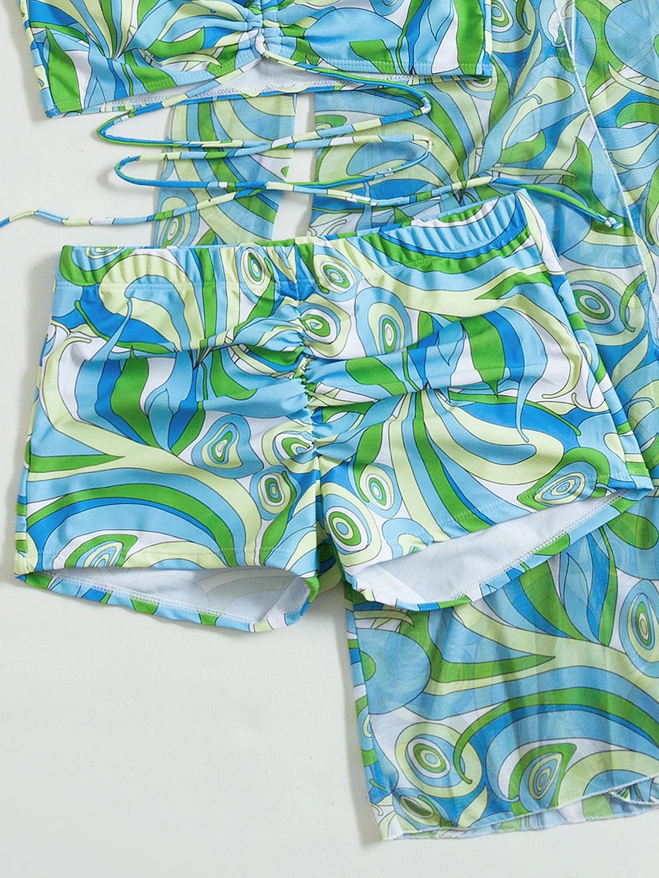 Sexy Print Bikini 2026 Women High Waist Swimsuit Cover Up Swimwear Female Lady Bathing Suit Swimming Summer Beachwear